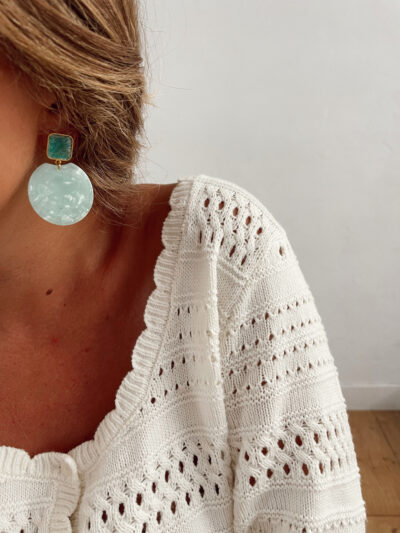 Boucles d'oreilles Justine - vert d'eau – Image 3
