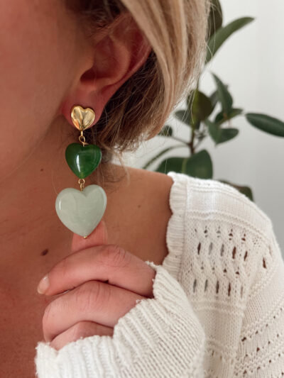 Boucles d'oreilles Line - vert – Image 2