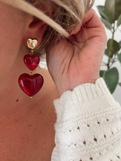 Boucles d'oreilles Line - rouge – Image 2