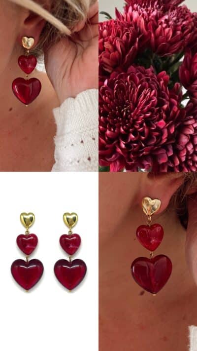 Boucles d'oreilles Line - rouge – Image 3