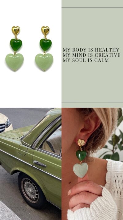 Boucles d'oreilles Line - vert – Image 3