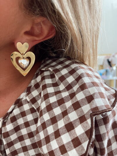 Boucles d'oreilles Lova - coeur beige – Image 2